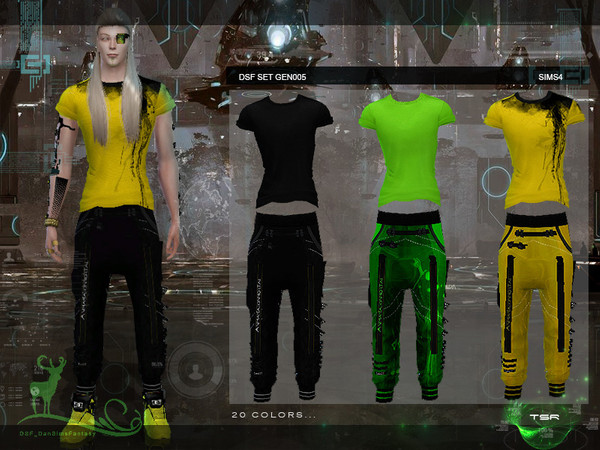 Sims 4 DSF SET GEN005 shirt and wide pants by DanSimsFantasy at TSR