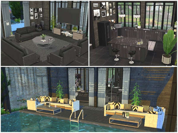 Sims 4 Gray Square big modern house by lotsbymanal at TSR