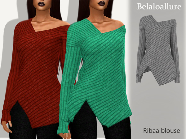 Sims 4 Belaloallure Ribaa blouse by belal1997 at TSR
