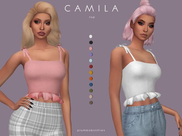 Sims 4 CAMILA top by Plumbobs n Fries at TSR
