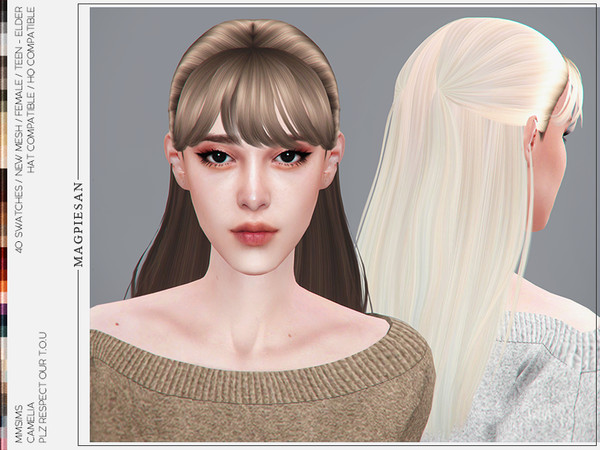Sims 4 Camelia Hair by magpiesan at TSR