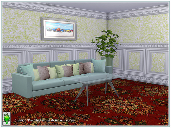 Sims 4 Crackle Panelled Walls by marcorse at TSR