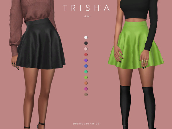 Sims 4 TRISHA skirt by Plumbobs n Fries at TSR