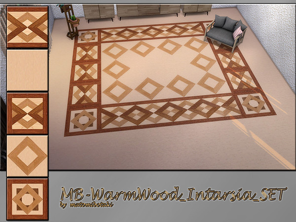 Sims 4 MB Warm Wood Intarsia SET by matomibotaki at TSR