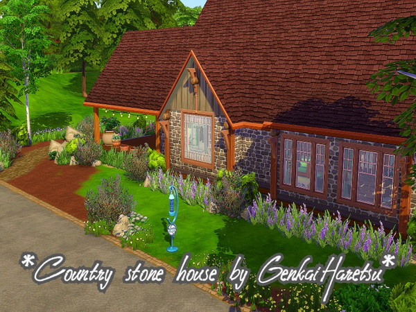 Sims 4 Country stone house by GenkaiHaretsu at TSR