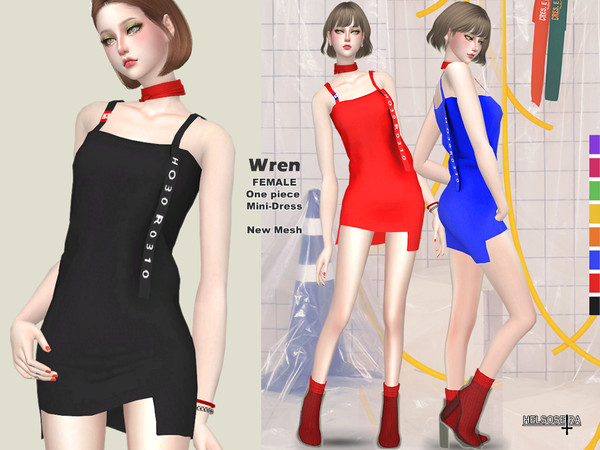 Sims 4 WREN One piece mini dress by Helsoseira at TSR