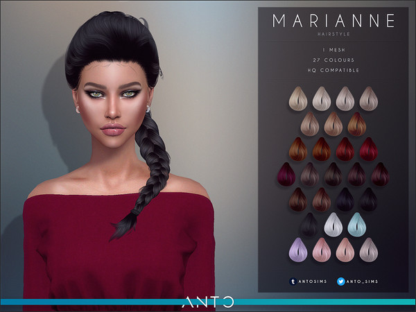 Sims 4 Marianne Hairstyle by Anto at TSR