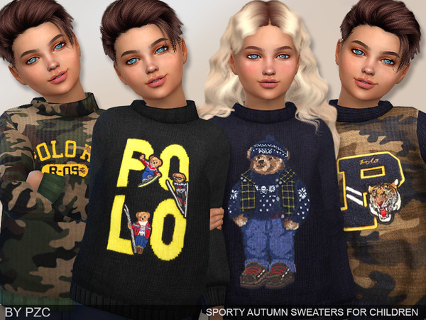 Sporty Autumn Sweaters For Children by Pinkzombiecupcakes at TSR » Sims ...