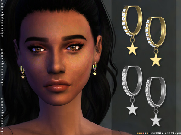 Sims 4 Cosmic Earrings by Christopher067 at TSR