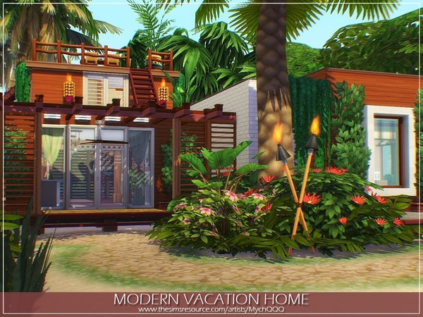 Sims 4 Modern Vacation Home by MychQQQ at TSR