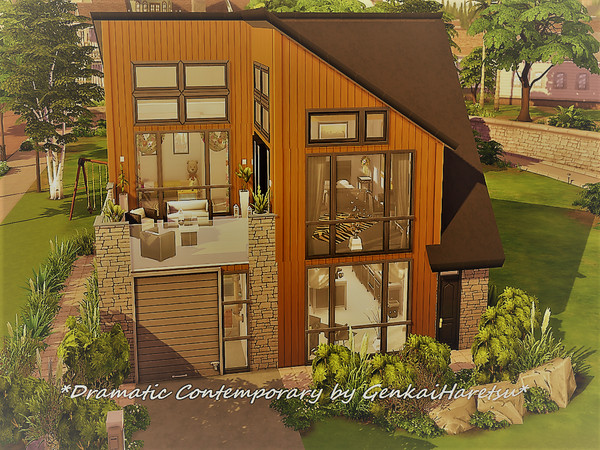 Sims 4 Dramatic Contemporary house by GenkaiHaretsu at TSR
