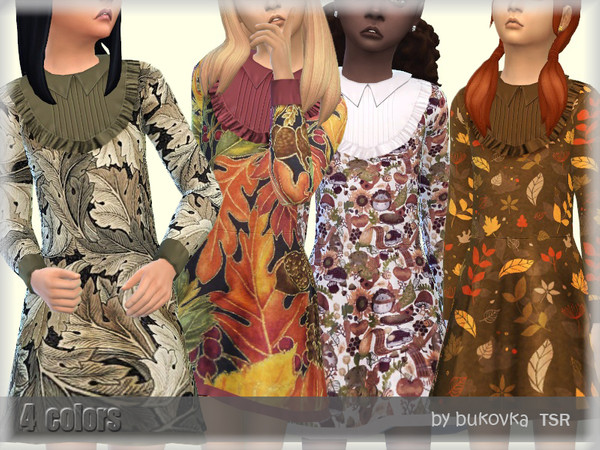 Sims 4 Dress Autumn child by bukovka at TSR