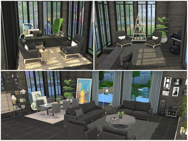 Sims 4 Gray Square big modern house by lotsbymanal at TSR
