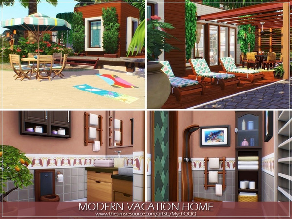 Sims 4 Modern Vacation Home by MychQQQ at TSR