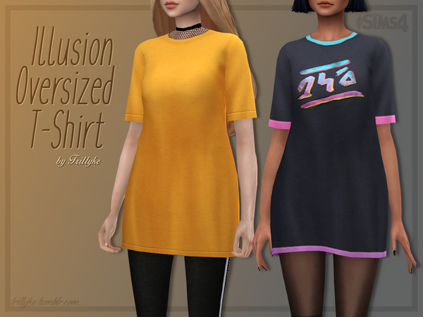 Sims 4 Illusion Oversized T Shirt by Trillyke at TSR