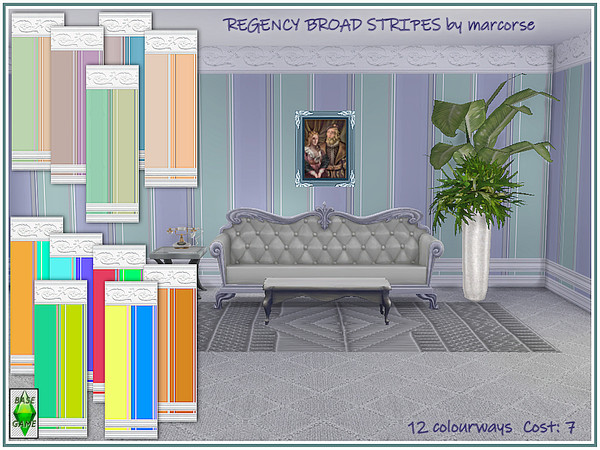 Sims 4 Regency Broad Stripes Walls by marcorse at TSR