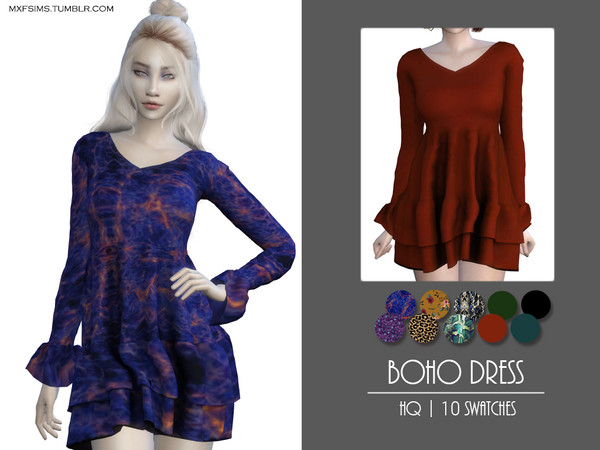 Sims 4 Boho Dress by mxfsims at TSR