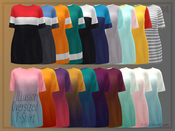 Sims 4 Illusion Oversized T Shirt by Trillyke at TSR