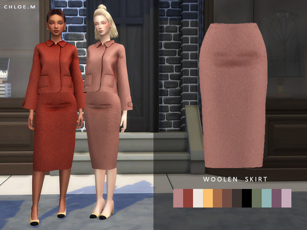 Sims 4 Woolen Skirt by ChloeMMM at TSR
