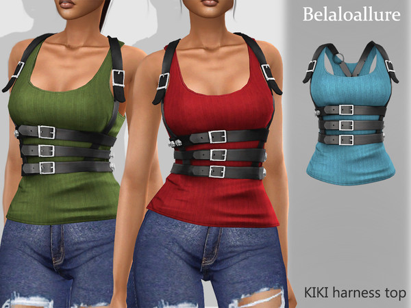 Sims 4 Belaloallure Kiki harness dress by belal1997 at TSR