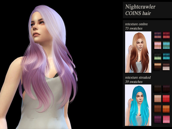Sims 4 Nightcrawler Coins Retexture female hair by HoneysSims4 at TSR