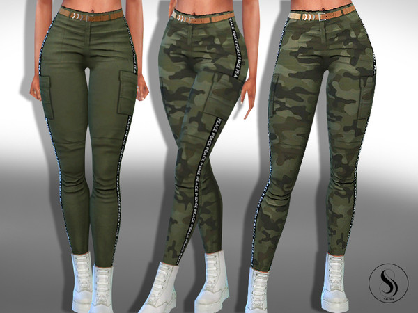 Sims 4 Casual Strip Line Cargo Pants by Saliwa at TSR