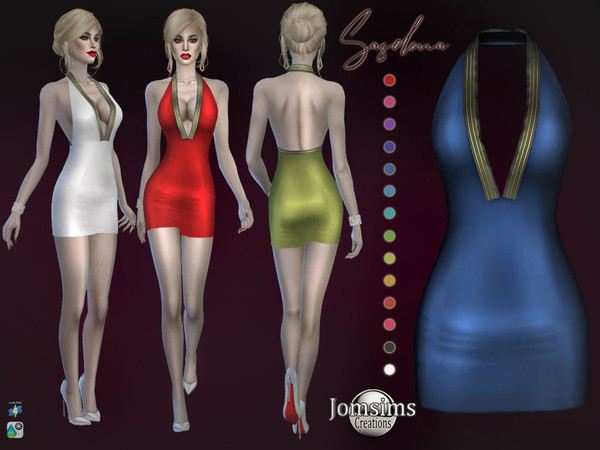 Sims 4 Sasdena short dress by jomsims at TSR