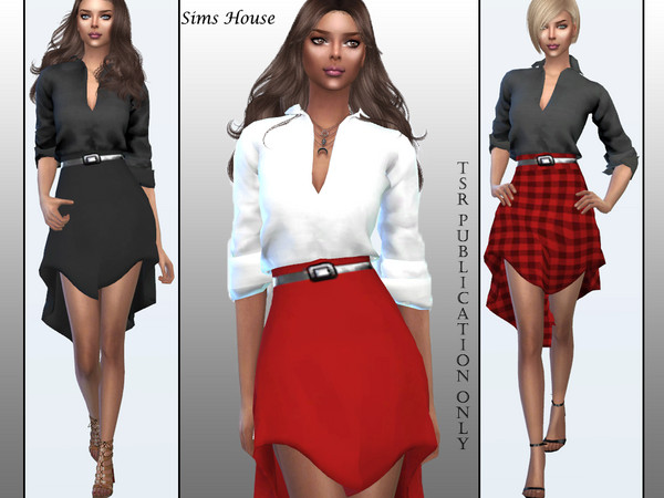 Sims 4 Dress from a silk blouse and skirt by Sims House at TSR