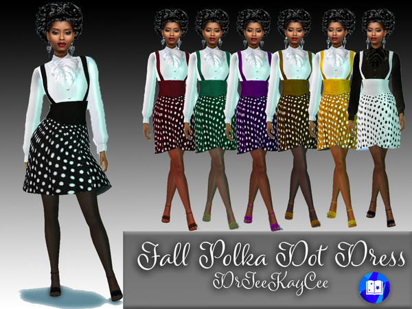 Sims 4 Fall Polka Dot Dress by drteekaycee at TSR
