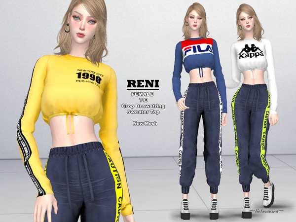 Sims 4 RENI Drawstring Sweater by Helsoseira at TSR