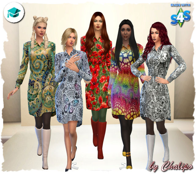 Sims 4 Uni dress by Chalipo at All 4 Sims