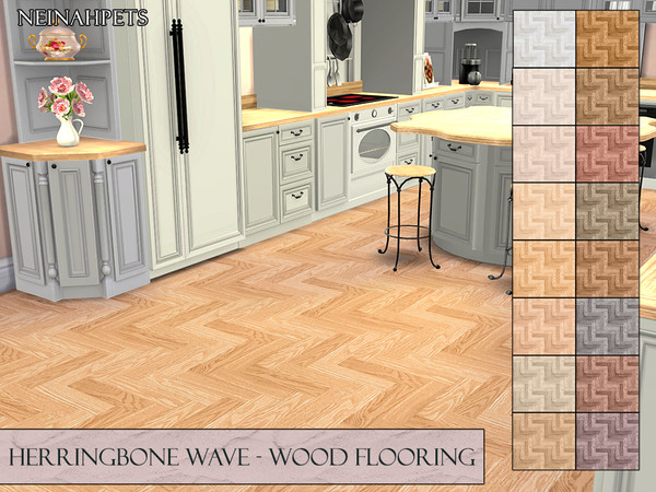 Sims 4 Herringbone Wave Wood Flooring by neinahpets at TSR