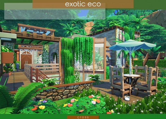 Sims 4 Exotic Eco home by Praline at Cross Design