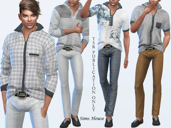 Sims 4 Mens pants with belt by Sims House at TSR