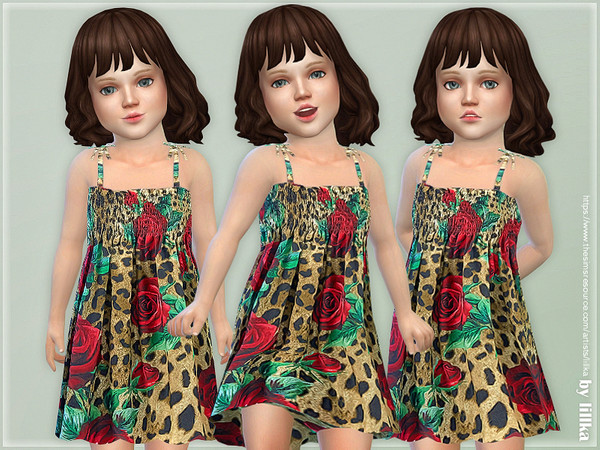 Sims 4 Flowers Print Summer Dress by lillka at TSR