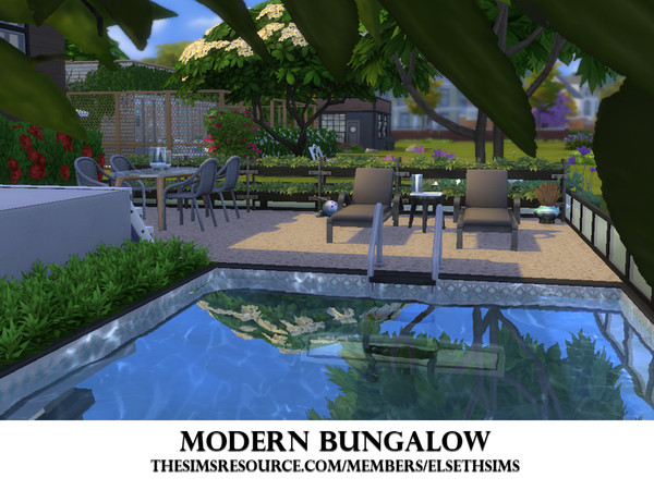 Sims 4 Modern Bungalow by ElsethSIMS at TSR