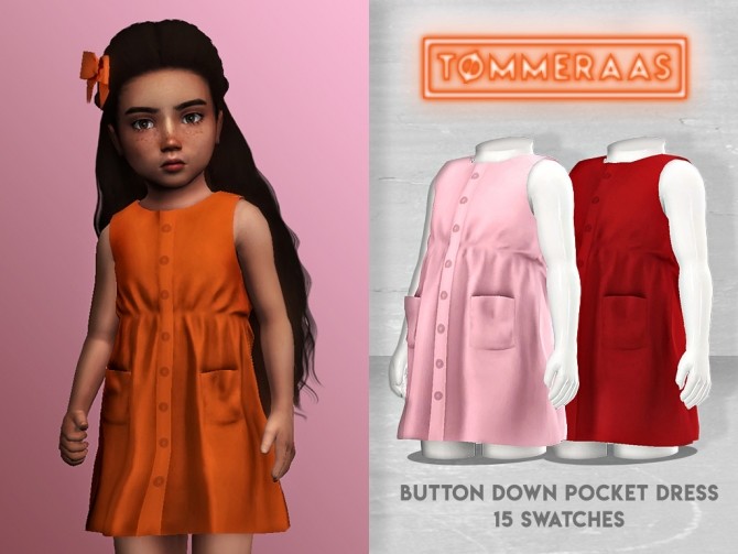 Sims 4 Button Down Pocket Dress at TØMMERAAS