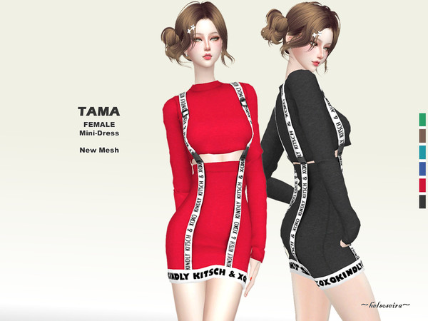 Sims 4 TAMA One Piece Mini Dress by Helsoseira at TSR