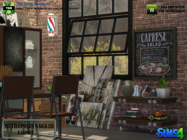 Sims 4 Metropolis Saga III industrial dining room by kardofe at TSR