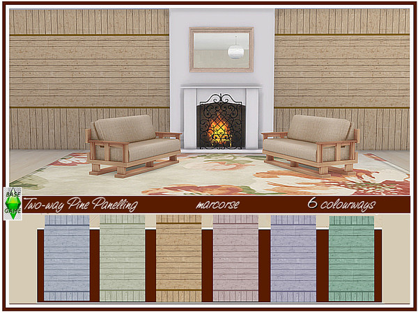 Sims 4 Two Way Pine Panelling by marcorse at TSR