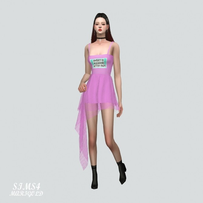 Sims 4 Lily Asymmetric Mini Dress See Through V at Marigold