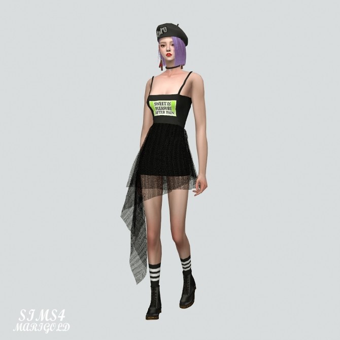 Sims 4 Lily Asymmetric Mini Dress See Through V at Marigold