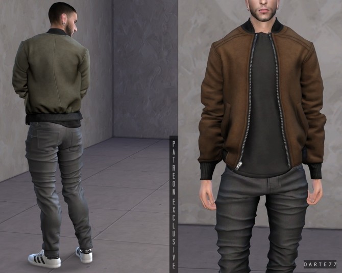 Sims 4 Bomber Jacket in Suede Leather (P) at Darte77