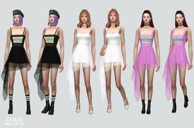 Sims 4 Lily Asymmetric Mini Dress See Through V at Marigold