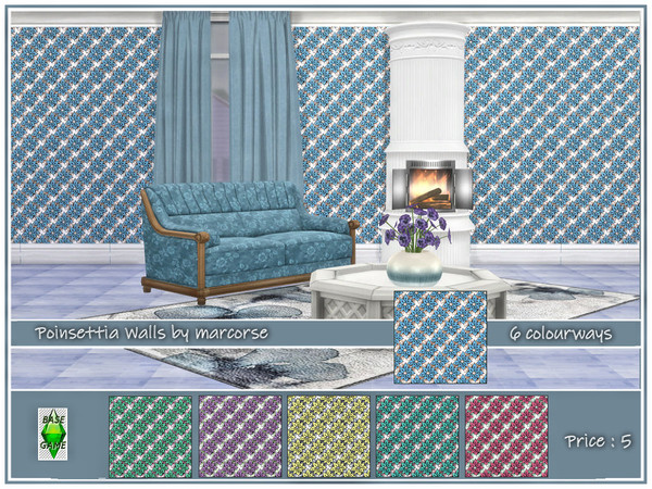 Sims 4 Poinsettia Walls by marcorse at TSR