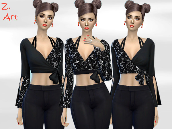 Sims 4 TopZ 07 lace blouse in wrap look by Zuckerschnute20 at TSR