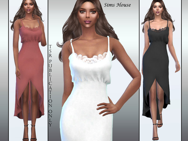 Sims 4 Sundress with lace neckline by Sims House at TSR