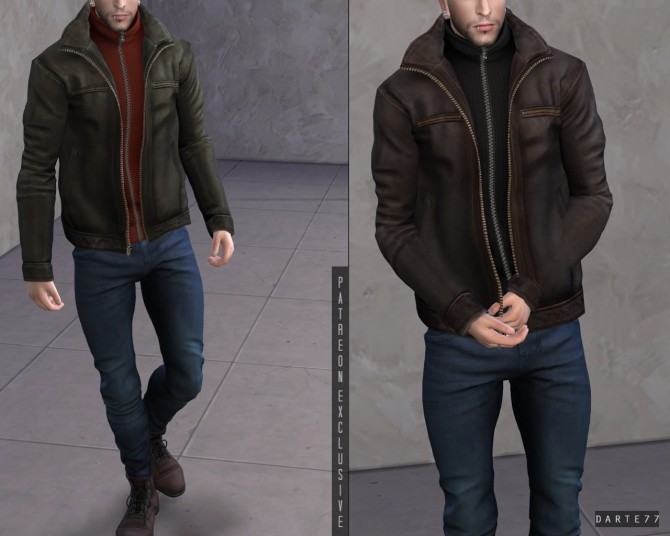 Sims 4 Leather Jacket Zip up Sweater (P) at Darte77