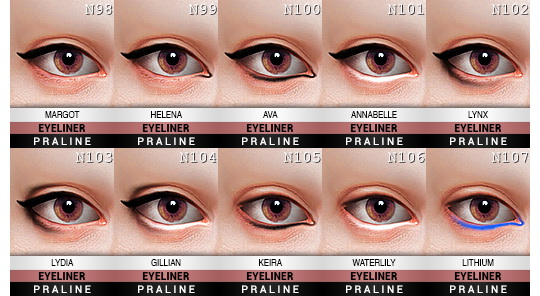 Sims 4 10 Eyeliners Dump collection at Praline Sims