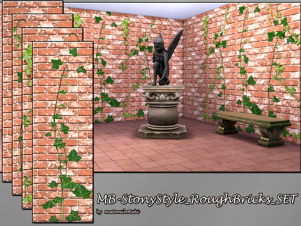 Sims 4 MB Stony Style Rough Bricks SET by matomibotaki at TSR